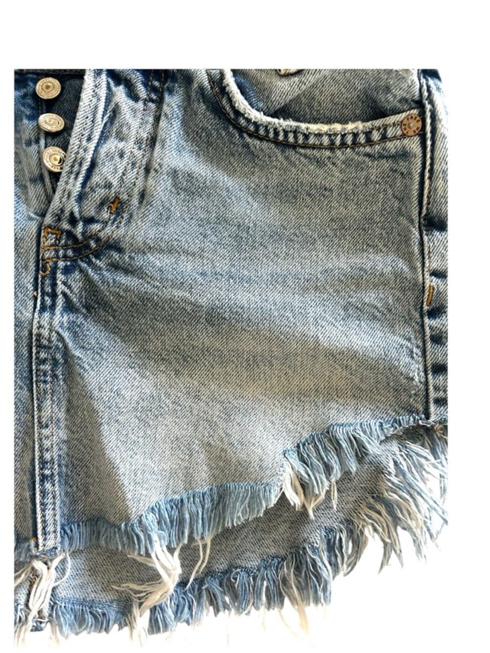 We The Free FP Sky High Western Mini Skirt Denim Jean Raw Asymmetrical Hem- 0 - Picture 7 of 16